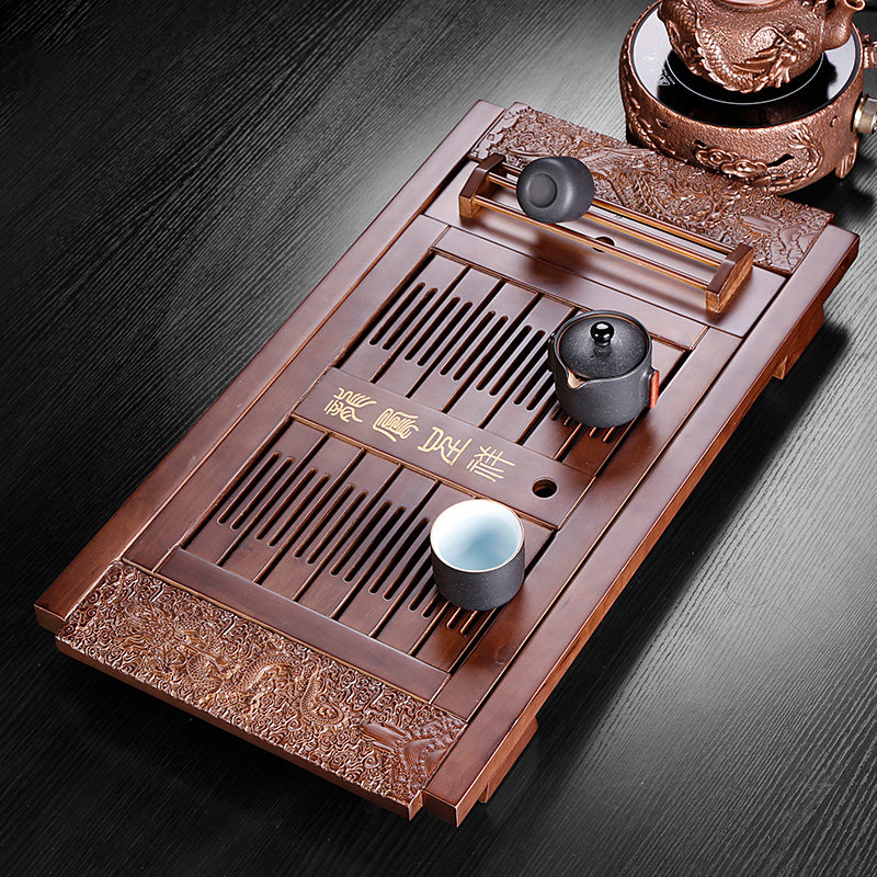 Small tea table Kung Fu tea set tea tray household solid wood drawer water storage tea tray simple large drainage clearance