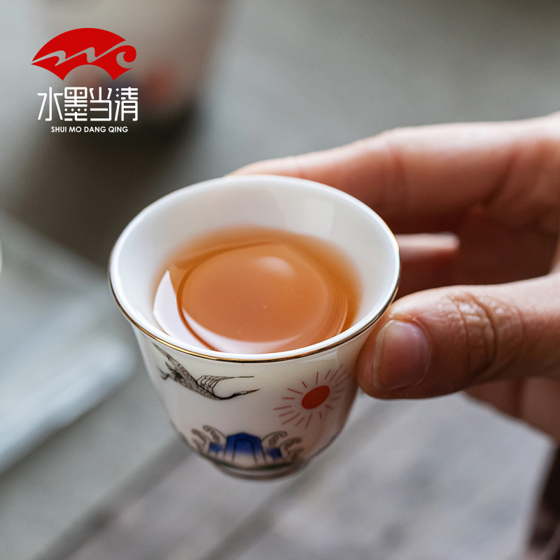 Suet jade tureen tea set dehua white porcelain household ceramics kung fu tea gift boxes of high - grade office