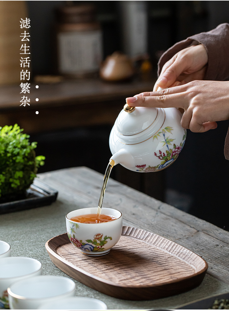 Suet jade jade suit household dehua white porcelain porcelain kung fu tea cups tea POTS thin foetus high - end gift boxes