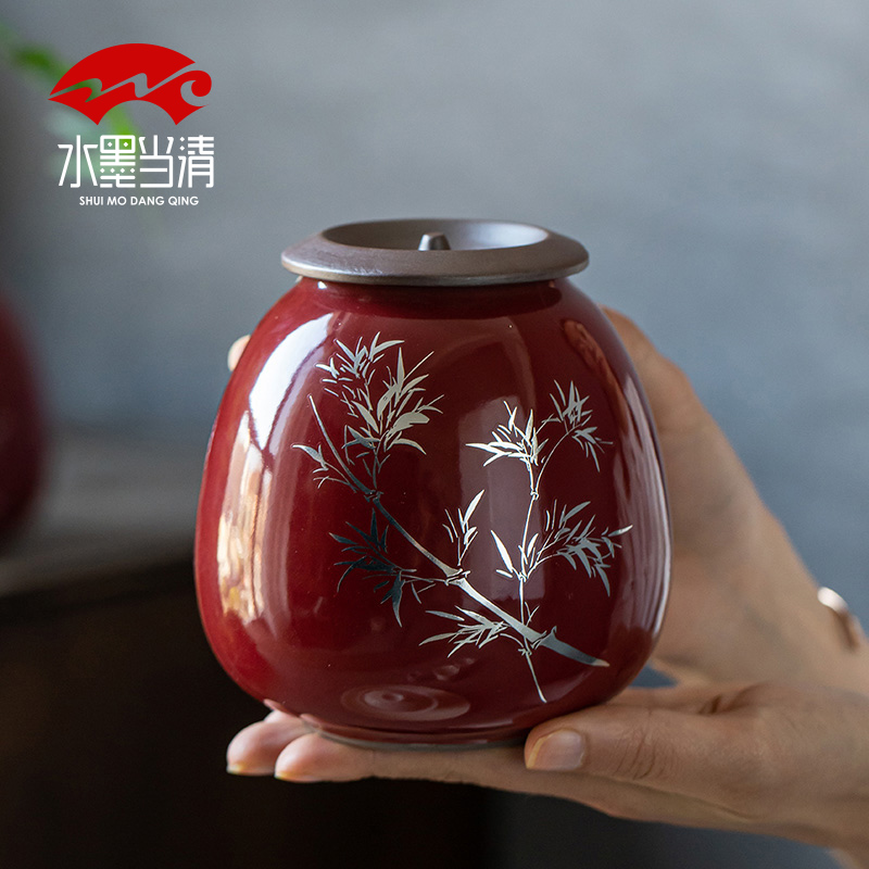 Caddy fixings ceramic seal tank household moistureproof creative move fashion gift boxes of large tea storage tanks
