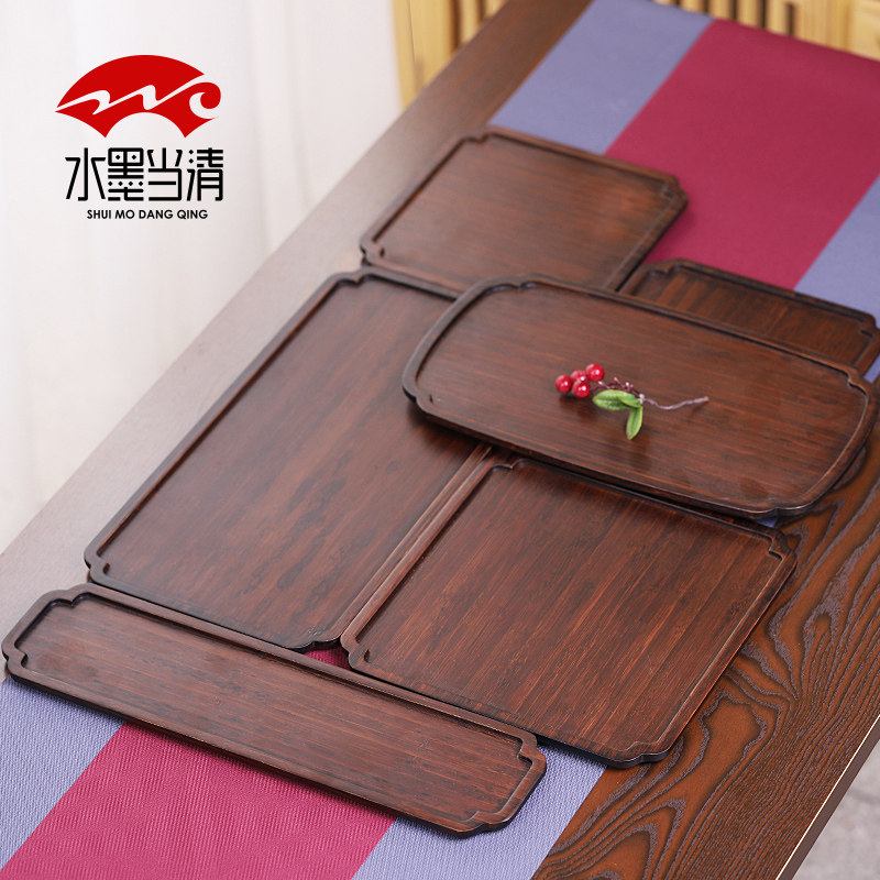 Bong tea tray bamboo rectangular kung fu tea set tray home bamboo dried brew tea house trumpet Zen tea ceremony Japanese