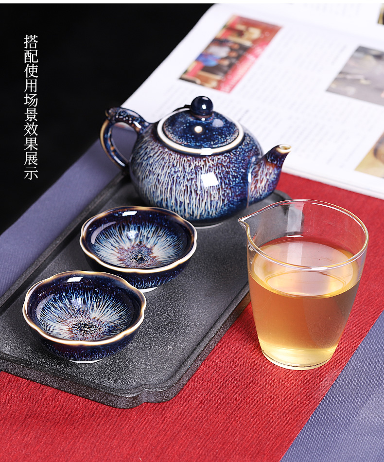 Build one master cup single cup small tea cup, cup of jingdezhen ceramics single sample tea cup obsidian variable temmoku lamp that large