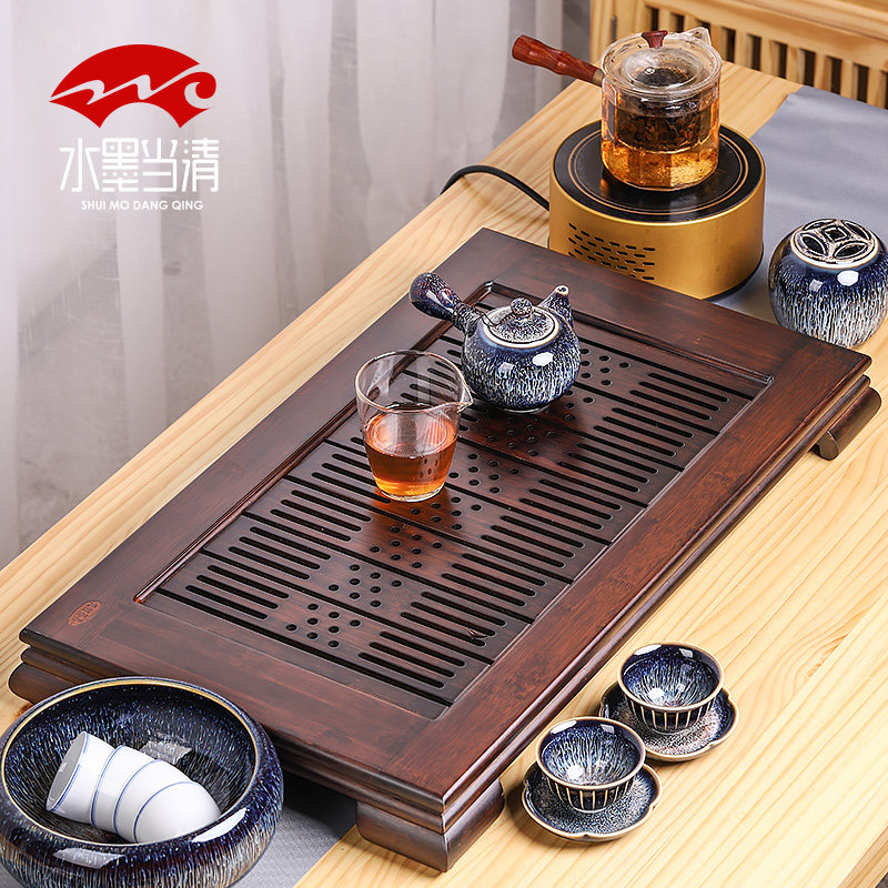 Bamboo tea tray Home Jane about modern Gongfu Tea Desk Drawers Drain-style Bamboo Rectangular large number