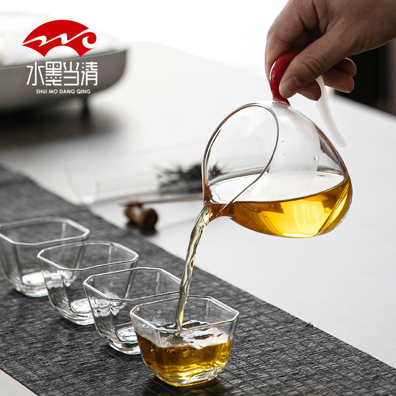 Heat Resistant Glass Fair Cup Tea Leak Suit Home Thickening transparent filter Sub-tea instrumental Gongfu Tea Accessories Big