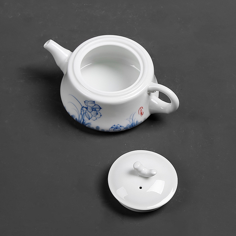 Ceramic household dehua white porcelain hand - made teapot single pot of contracted a single small kung fu tea filter tea originality