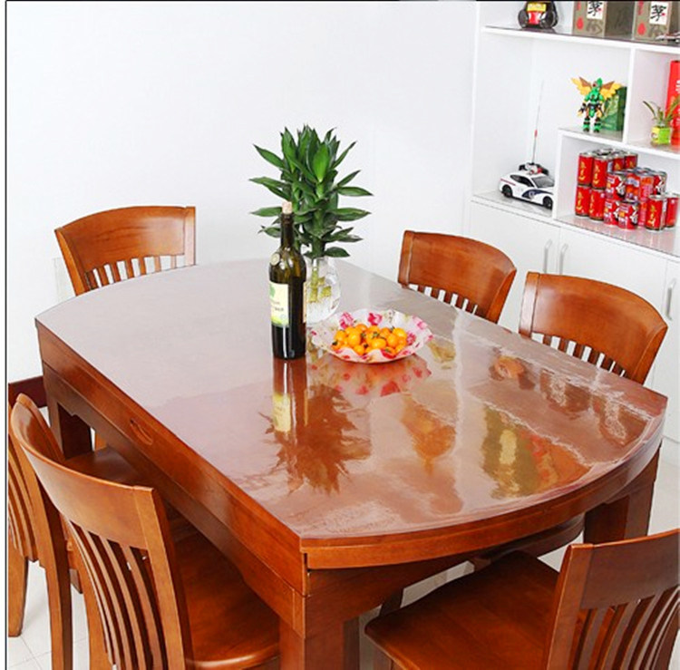 PVC transparent soft glass crystal plate telescopic folding oval table cloth Water-proof oil-proof heat insulation plastic pad thick tablecloth