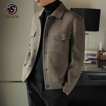 Mens double-sided wool Son Jacket Short Korean version Trend handsome 2021 new winter cashmere Nanny jacket