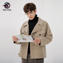 New 100% pure wool Son Big Coat Men Short double face cashmere jacket Autumn Winter Han version Thickened Jacket