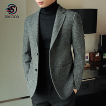 Autumn-winter bifacial cashmere casual suit mens Korean version sashimi jacket blouse trendy wool what about a small western suit