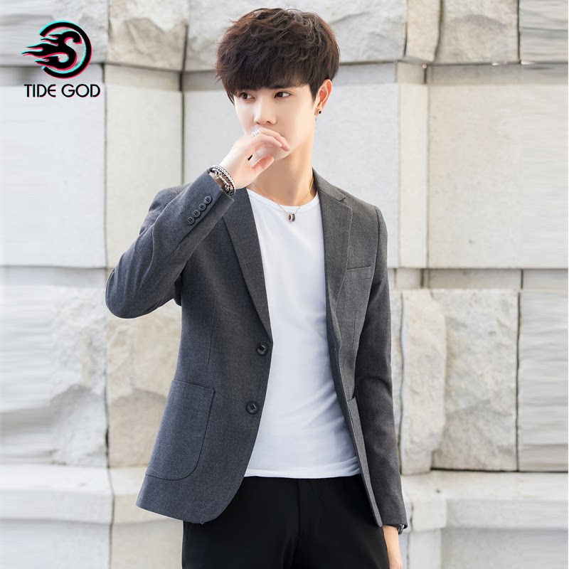 Summer casual suit men's suit Korean version of the trendy ruffian handsome small suit is fitting thin single top coat