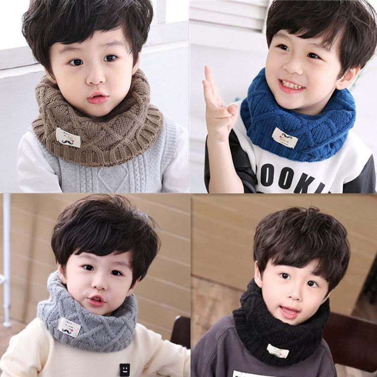 Warm children's scarf autumn and winter Korean version of the boys and girls knitted wool neck sleeve tide baby new beard standard bib