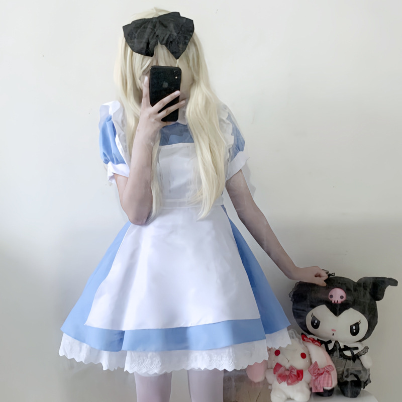 Halloween Cos Costume Blue Alice in Wonderland Girl Loli Cute Maid Cosplay Dress Halloween Cos Costume Blue Alice in Wonderland Girl Loli Cute Maid Cosplay Dress