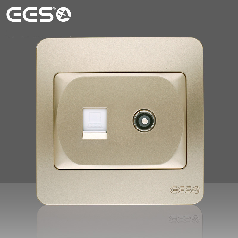 ees electrical switch socket panel Coryder Sardin series charm gold TV computer Internet socket