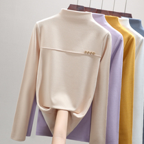 Bottoming shirt womens autumn and winter inner match spring and autumn wild black semi-high neck German velvet long-sleeved t-shirt 2020 new top