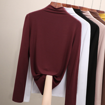  Modal semi-turtleneck bottoming shirt womens autumn and winter black long-sleeved inner fit slim 2020 new thin t-shirt top