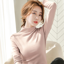  Double-sided German velvet semi-turtleneck bottoming shirt womens autumn and winter 2020 new inner long-sleeved all-match t-shirt spring and autumn tops