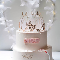 Net red lace pearl crown cake decoration alloy goddess crown Queen wedding birthday dessert table layout