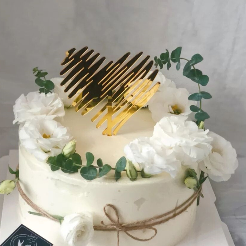 Line Loving Acrylic Cake Inserts Happy Birthday Square Round Inserted Cards Shiny Cake Decoration Inserts