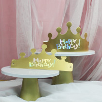 Folding birthday hat bronzed laser adult party headwear English Birthday Hp Golden Crown Child Kinka Hat