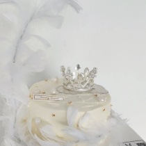 Mini pearl crown cake decoration ornament round diamond crown goddess birthday plug-in fairy party dress