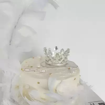 Mini pearl crown cake decoration decoration Round diamond crown Goddess Birthday plug-in Fairy party dress up
