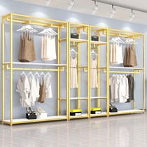 New clothing store display rack floor-standing display rack rack rack combination metal womens clothing store clothes hanging metal gold