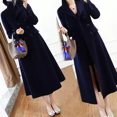 Hepburn woolen coat women's medium long version English style 2020 new autumn winter thick black woolen coat over the knee