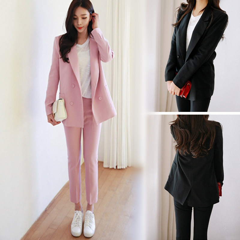 Pink Suit Suit Woman small Xiangfeng Inn Style 2021 Chunqiu Han Edition Leisure Fashion Temperament Western Suit Jacket