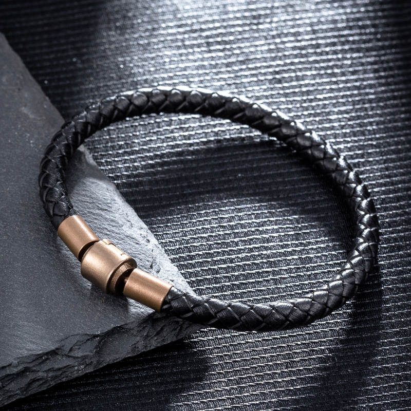 Braided Leather Rope Bracelet for Men and Women, Trendy Versatile 3D Gold Bead Fortune Bead Red and Black Rope Bracelet for Men