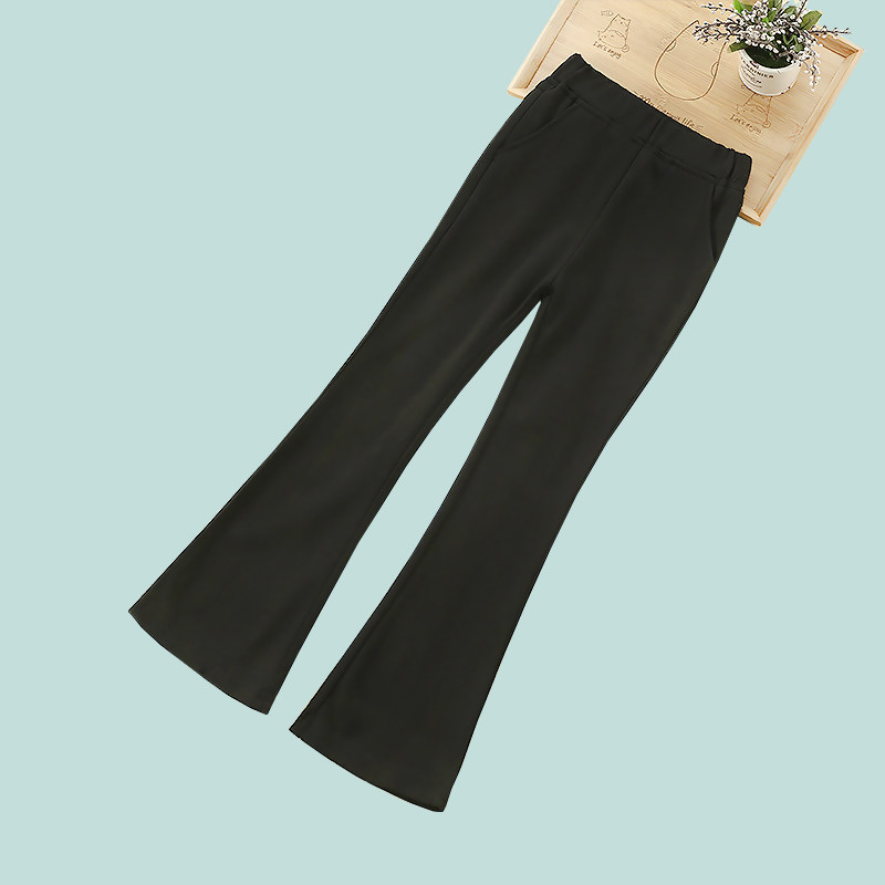 Girl Pants Autumn Winter 2021 New Spring Dress Foreign Pie Children CUHK Suede Elastic Microhorn Pants Outside