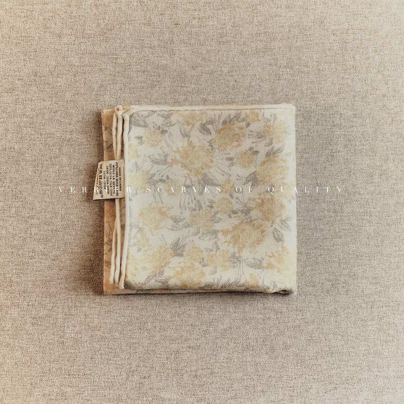 Warm Sunshine Small Floral Pattern Old Money Style Silk Wool Scarf for Women, Autumn Silk Wool Scarf, High-End Neck Scarf, Square Scarf 65 Warm Sunshine Small Floral Pattern Old Money Style Silk Wool Scarf for Women, Autumn Silk Wool Scarf, High-End Neck Scarf, Square Scarf 65