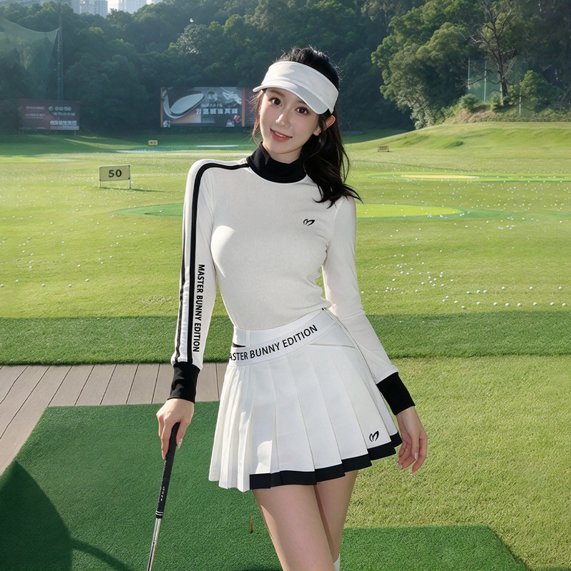 Autumn New Golf Clothing for Women, Round Neck, Long Sleeves, Comfortable, Fashionable, Versatile, Anti-Exposure Sports Suit