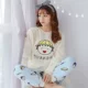Bộ đồ ngủ nữ mùa đông san hô nhung tròn cổ phiên bản Hàn Quốc của những mẫu mùa thu đông dễ thương dày tay dài flannel nữ phục vụ nhà phù hợp thời trang mặc nhà 