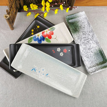 Japanese-style rectangular disc Triumph strip disc Japanese sushi California roll long disc grilled meat autumn knife fish barbecue fish roast string tray