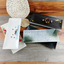 Day Style Ceramic Cutlery Sushi Parquet Tray Autumn Knife Fish Pan Grilled Salmon Head Pan Barbecue String Fried Fish Chicken Wings Square Pan