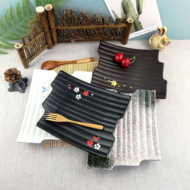 Japanese Korean cuisine bamboo raft ribs-shaped large plate special-shaped special dish sashimi sashimi ceramic sushi plate