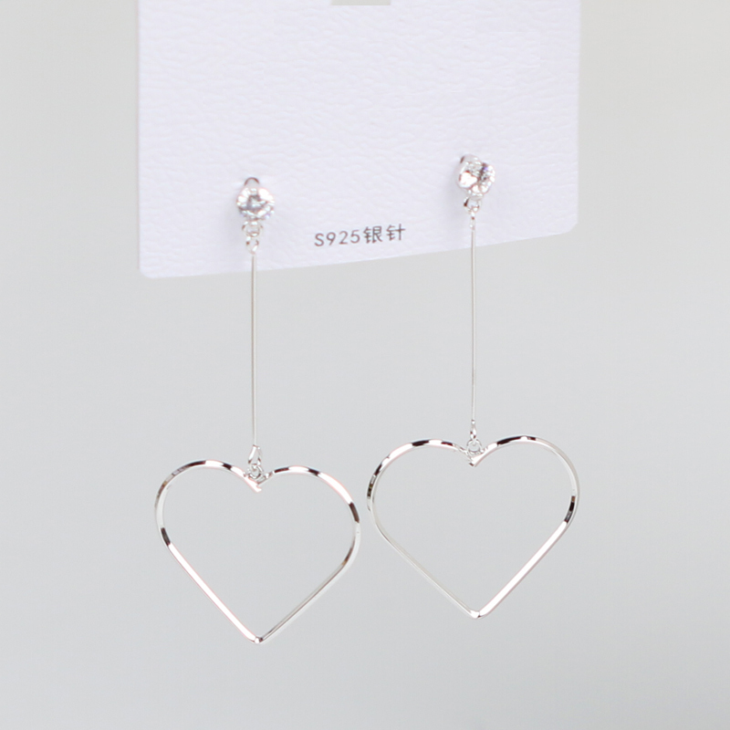 S925 New Silver Earrings, Korean and Japanese Style, Hollow Studs, Geometric Round Heart-Shaped, Cute and Sweet, Hot Sale