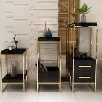  Light luxury postmodern flower rack Stainless steel gold-plated multi-layer drawer flower rack Living room simple storage flower pot decoration shelf