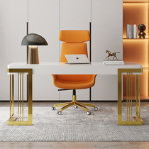  Italian light luxury desk Office minimalist desk Home computer desk Modern minimalist study bedroom gold-plated paint table
