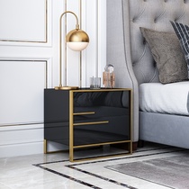  Light luxury bedside table stainless steel gold-plated bedroom postmodern simple Hong Kong-style ins net red small paint locker