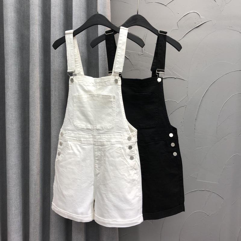 European Style Age-Reducing Denim Overalls for Female Students, Internet Celebrity Style, 2026 Summer Loose Straight-Leg Rolled Hem Wide-Leg Shorts