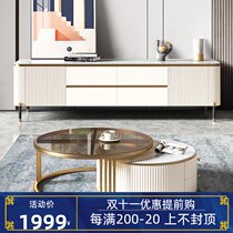 Rock board coffee table TV cabinet combination living room 2021 New light luxury modern high-end bedroom small house lockers