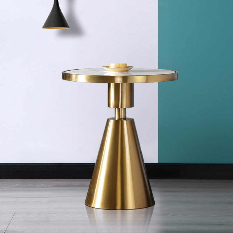 Nordic light luxury stainless steel side table modern minimalist creative small coffee table sofa side small table living room round corner table