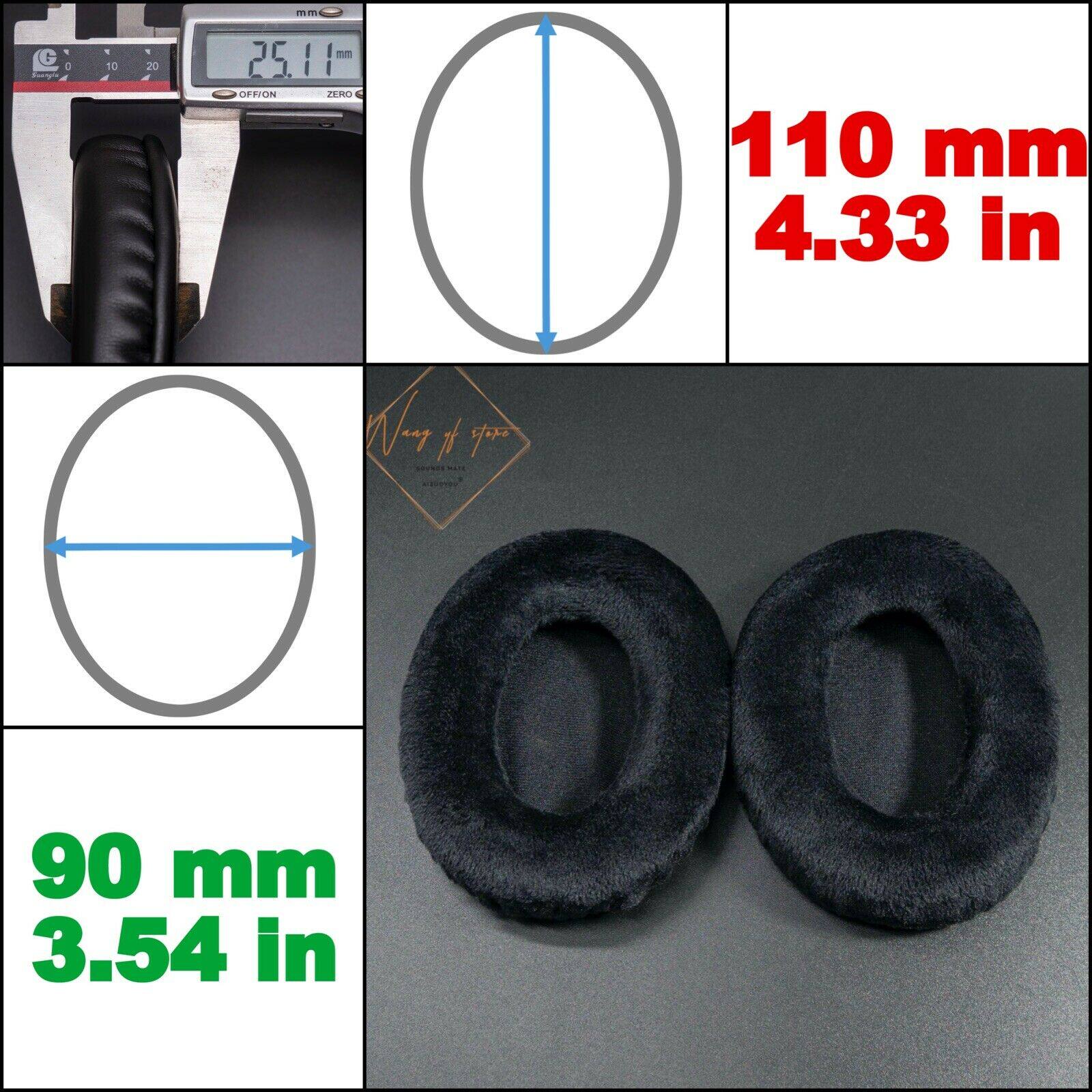 Black Grey Velvet Oval Headphone Sponge Cover Cushion Replacement Accessories Breathable Size Full Size Leather Earmuffs