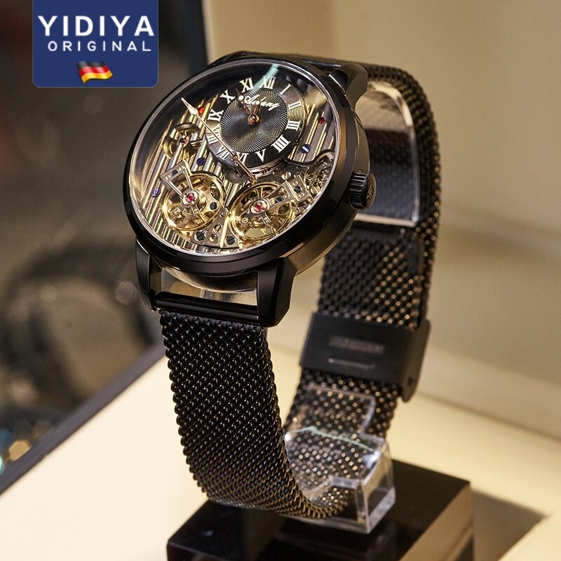 Double flying big tourbillon mechanical watch Fully automatic brand watch Hollow through the bottom waterproof men's watch