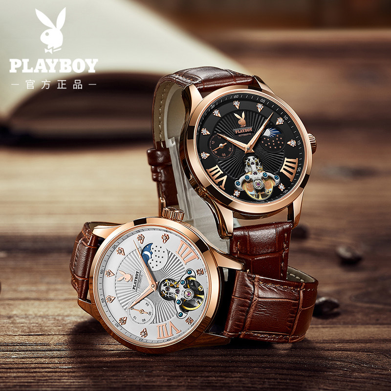 Flower Playboy Watches Men's Mechanical Watch Full Automatic  Hollowed-out Tourbillon Waterproof Tide Brand Male Watch