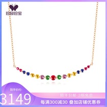 Treasure 18K rose gold diamond smile necklace rainbow sweet smile face pendant simple fashion t color Treasure Girl