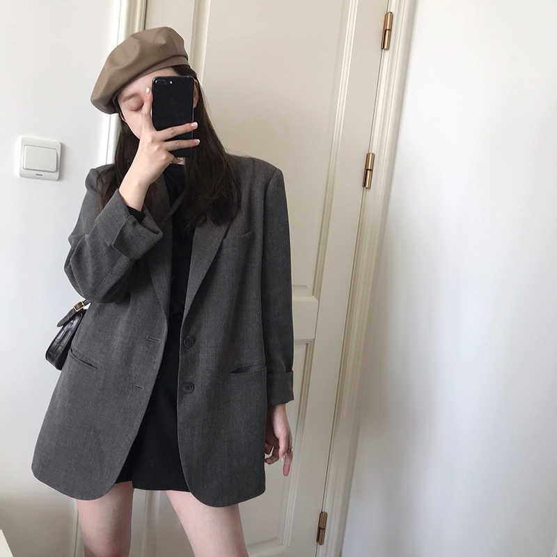Blazer Women's Spring and Autumn 2021 New Korean Version British Style Design Sense Niche Gray Premium Sense Fried Street