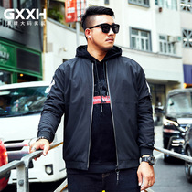 GxxH Tide Brand Size Mens Wear Fat Large Long Sleeve Jacket Loose Casual Short Hatless Jacket Autumn