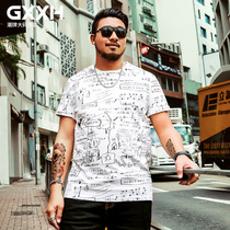 GxxH Tide brand 2018 new large size mens short sleeve white T-shirt sleeve fattening increase loose casual body shirt summer